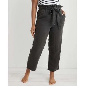 Aerie Charcoal Gray Linen Blend Belted Drapey Pants Size Small NWT